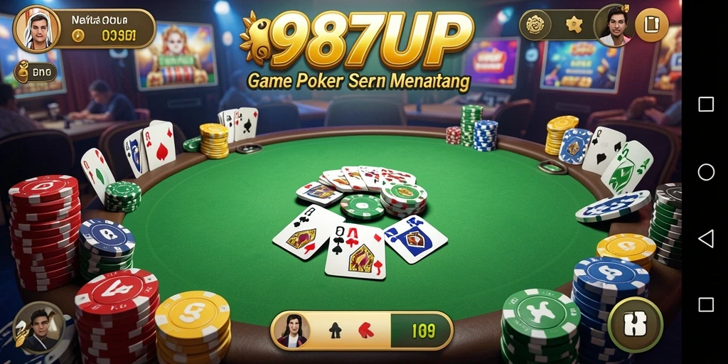 Tangkapan layar gameplay 987UP dengan suasana poker yang seru.