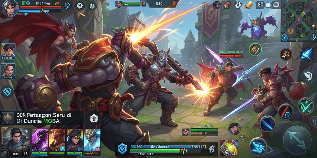 Tampilan gameplay mendebarkan DKK dalam aksi pertempuran MOBA.
