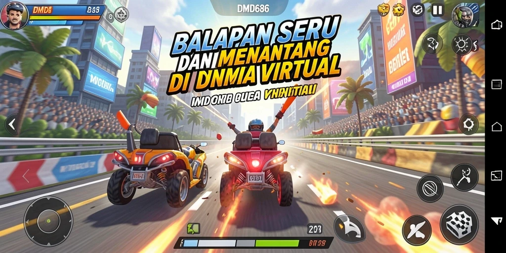 Tampilan gameplay Racing yang seru dan mendebarkan di DMD686.