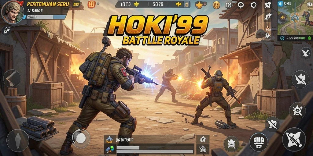 Gameplay mendebarkan HOKI99 dalam pertempuran Battle Royale.