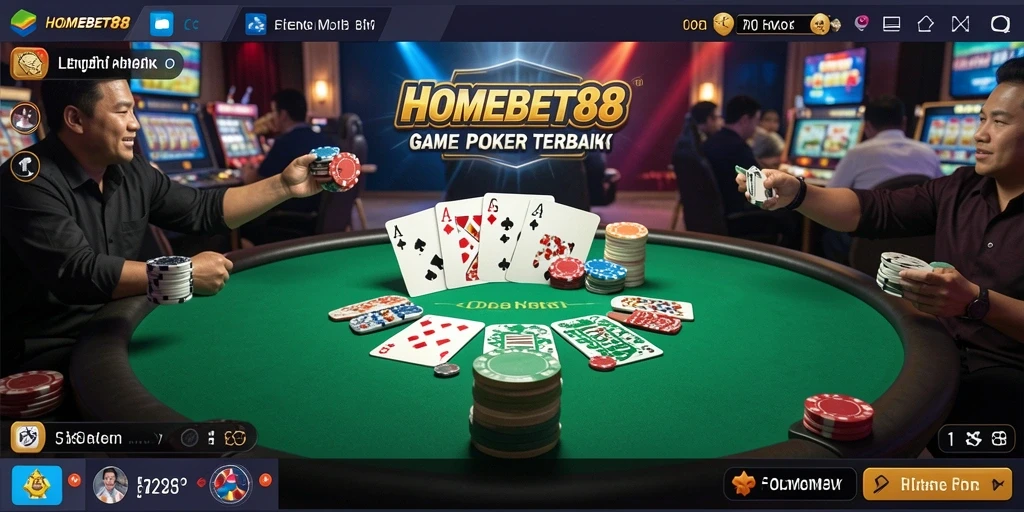 Tampilan gameplay HOMEBET88 yang menarik dengan kartu poker.