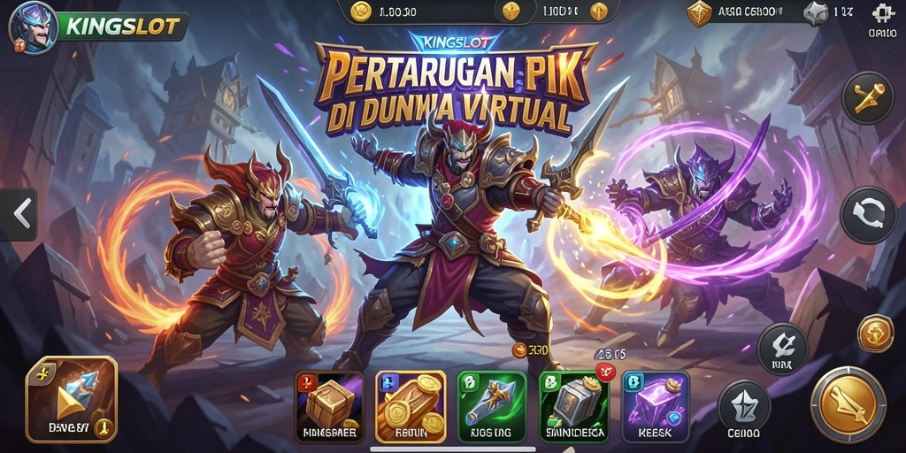 Gameplay KINGSLOT yang menegangkan dan penuh aksi di arena pertarungan.
