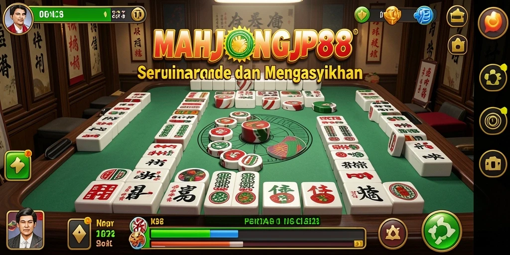 Tampilan gameplay seru MAHJONGJP88 dengan aksi menyusun ubin.