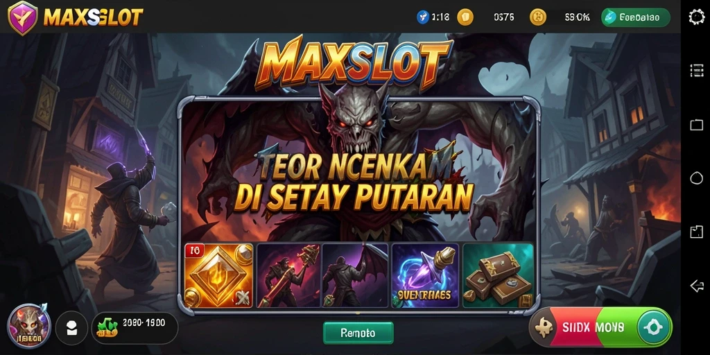 Screenshot gameplay <strong>MAXSLOT</strong> menampilkan suasana menyeramkan dan karakter mencekam.