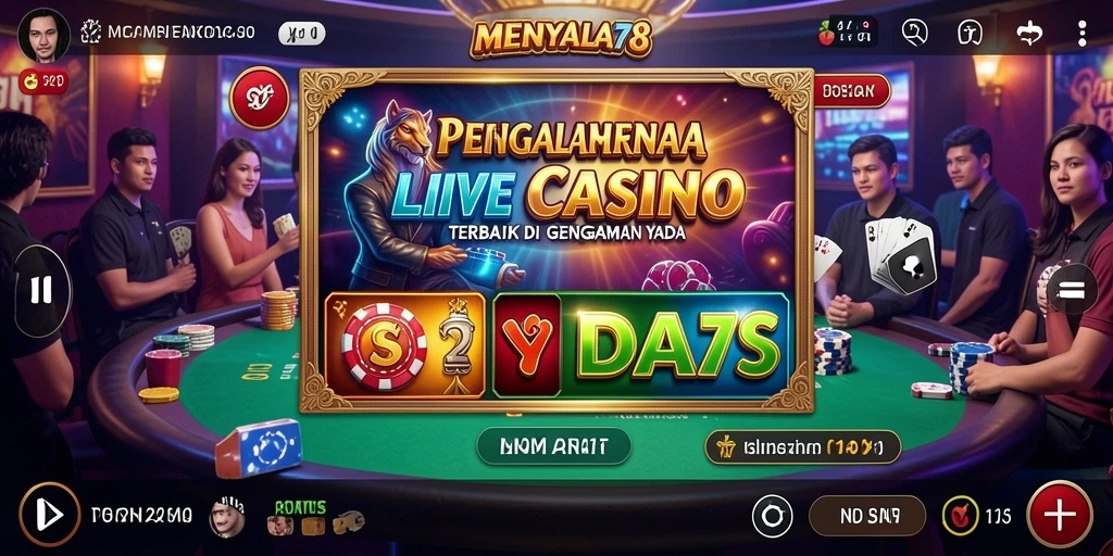 Tampilan gameplay Live Casino yang mendebarkan di aplikasi MENYALA78.