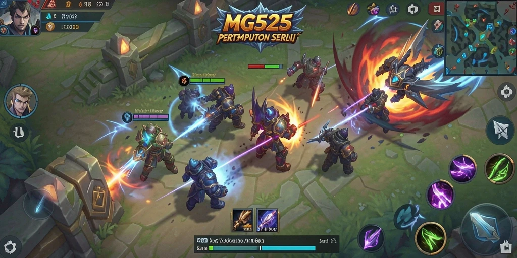Tampilan gameplay seru dari MG525 dalam pertempuran MOBA.
