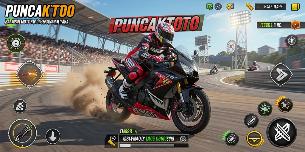 Gameplay mendebarkan balapan motor di PUNCAKTOTO.