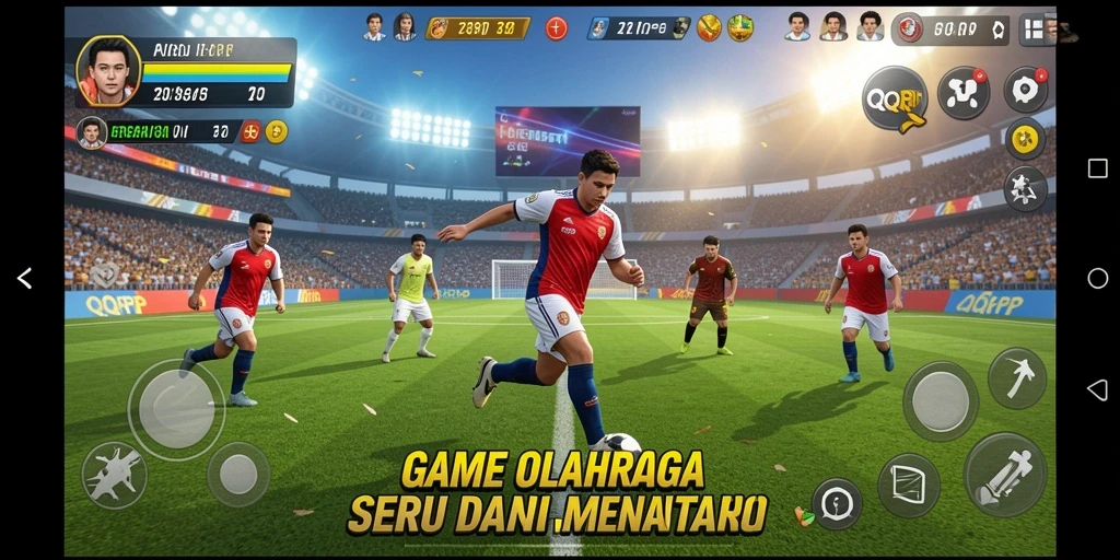 Tampilan gameplay seru dalam QQRP yang menampilkan aksi olahraga.