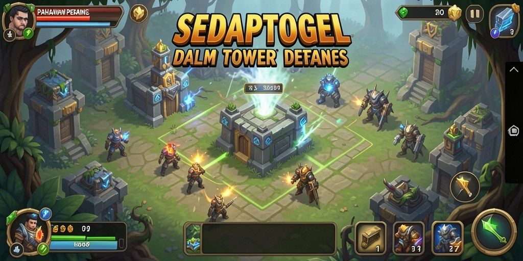 Tampilan gameplay SEDAPTOGEL yang penuh aksi dalam Tower Defense.